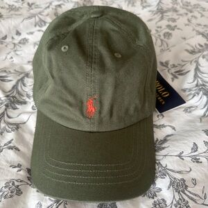 Polo by Ralph Lauren Olive Green Hat with Red Logo